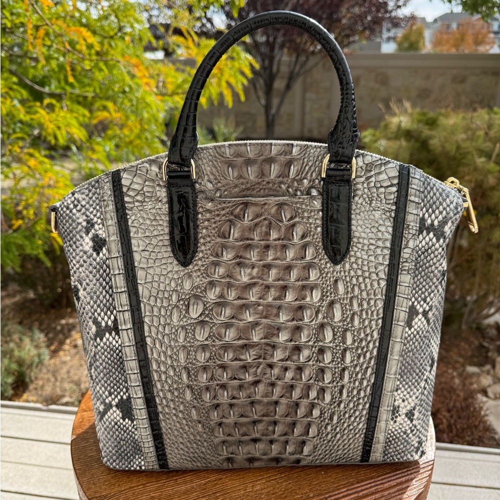 Brahmin Steel Fontaine Large Duxbury Satchel Handbag EUC - Picture 10 of 13